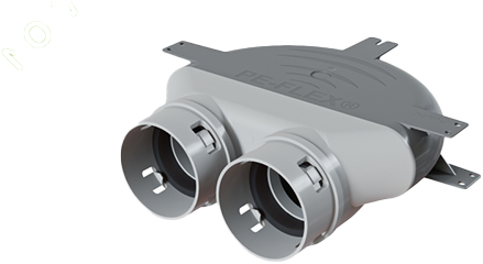Plafondadapter aansluiting Ø125mm 2xØ75mm