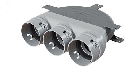 Plafondadapter aansluiting Ø123mm 3xØ75mm