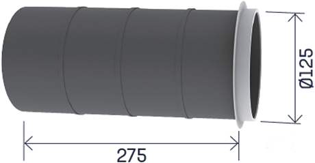 Kunststof doorvoer adapter Ø125mm, Lengte 275mm met afdichtring ** 1796
