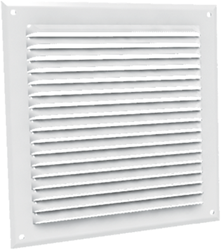 GA-BL-GAM Muurrooster aluminium wit met muggengaas 210 x 210 mm