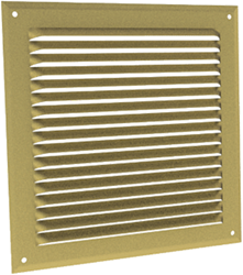 GA-DO-GAM Muurrooster aluminium goudkleurig met muggengaas 100 x 100 mm
