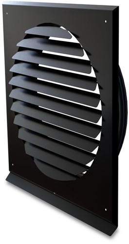 RVS Plat muurrooster toevoer/uitblaas zwart Ø245 mm