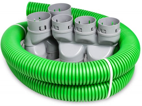 set 3a 2 st. x 2x90/3x75 + 3 meter slang Ø75 mm + einddeksels