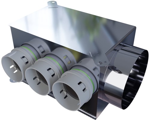 Horizontaal haaks versie: 160 mm voor directe aansluiting met aantal tuiten: 3x75