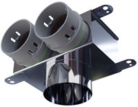 Haakse versie: 100 mm voor directe aansluiting met aantal tuiten: 2x75