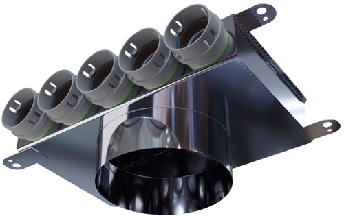 Haakse versie: 160 mm voor directe aansluiting met aantal tuiten: 5x50